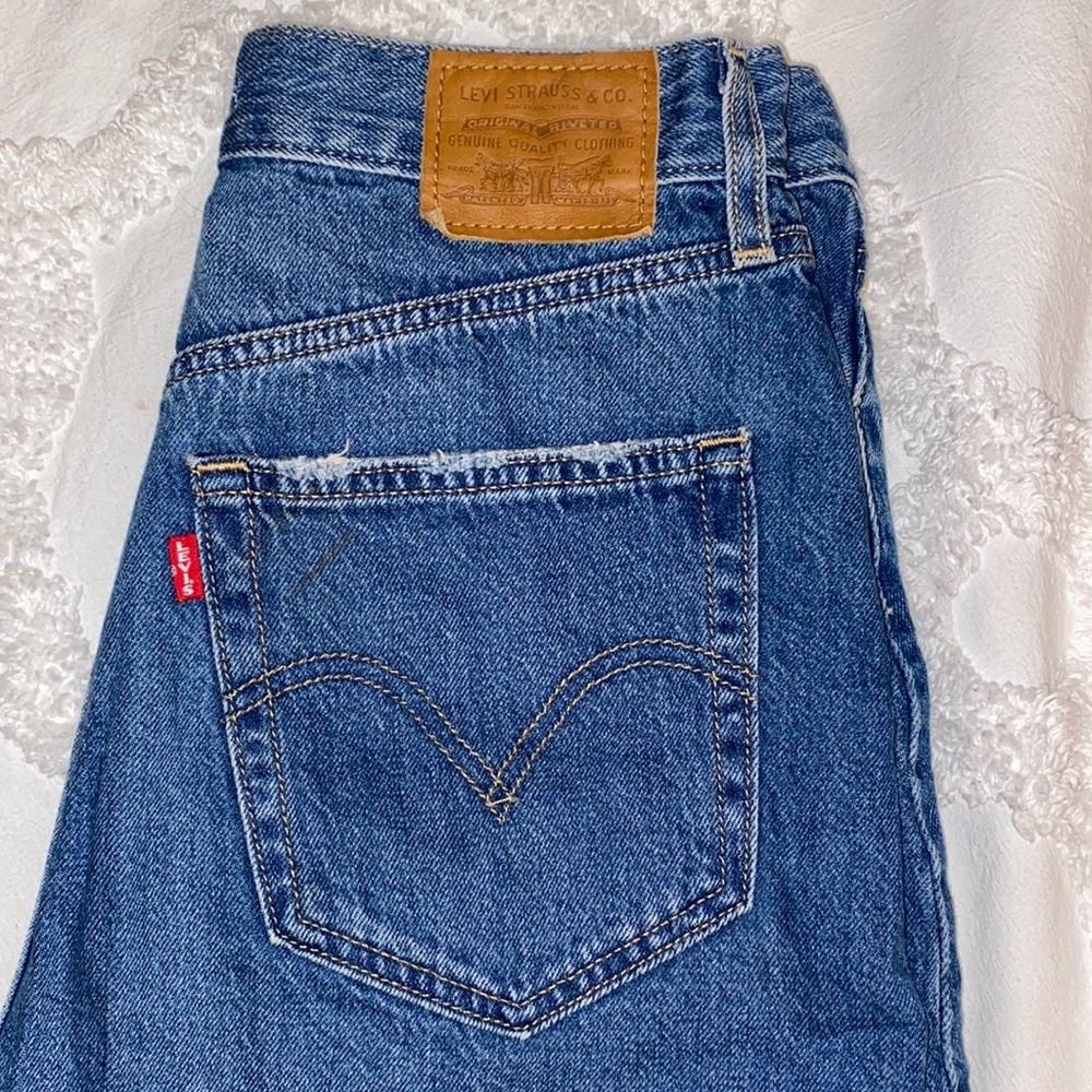 Womens Levi’s Jean shorts. Retro “mom jean” style with darker wash